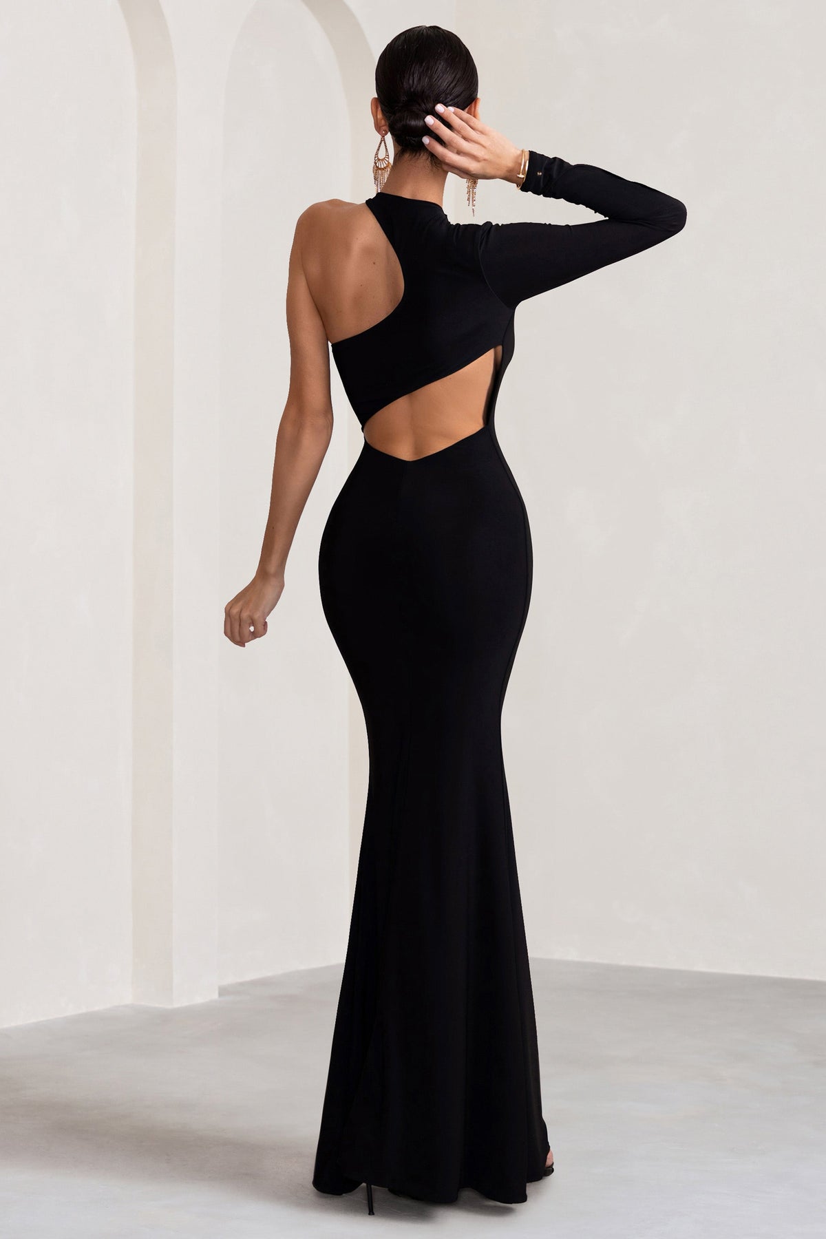 black maxi cut out dress